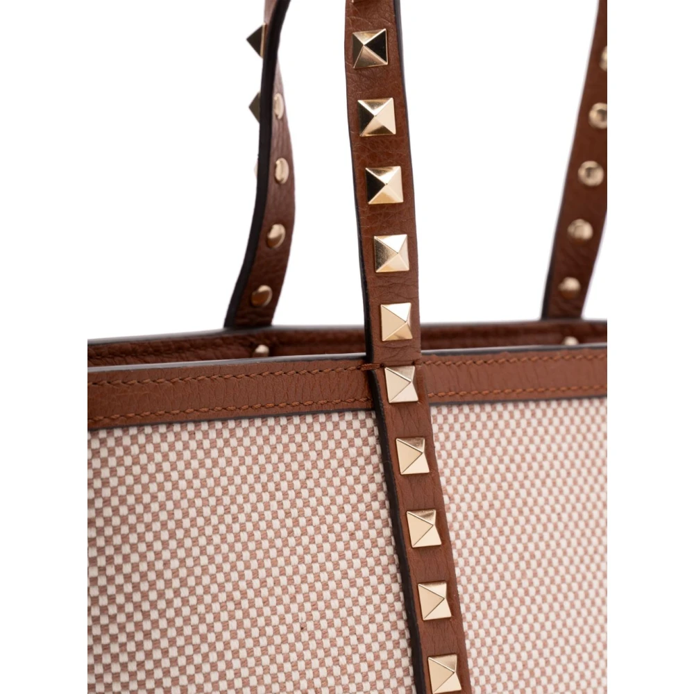 Valentino Garavani Bruine leren schoudertas met studs Brown Dames