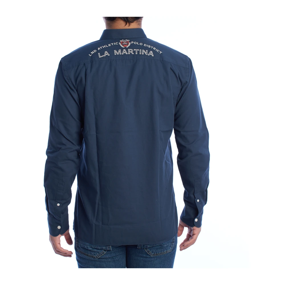 LA MARTINA Overhemd met lange mouwen en geborduurde details Blue Heren