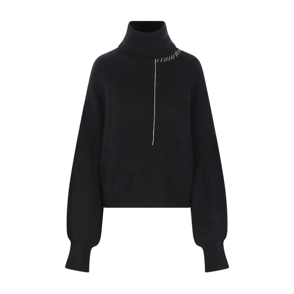 Yohji Yamamoto Svart Alpacka Stickad Tröja Black, Dam