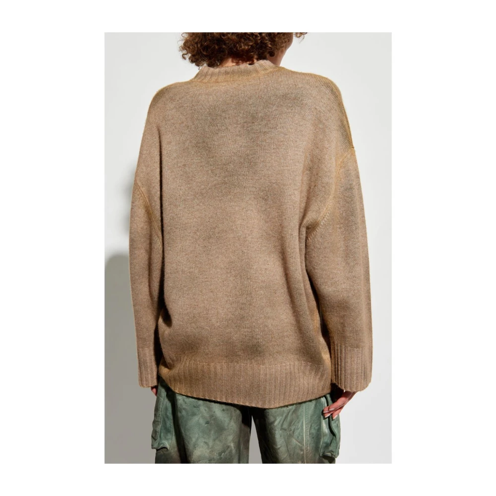 The Attico Bruine Crew Neck Sweater met Logo Brown Dames