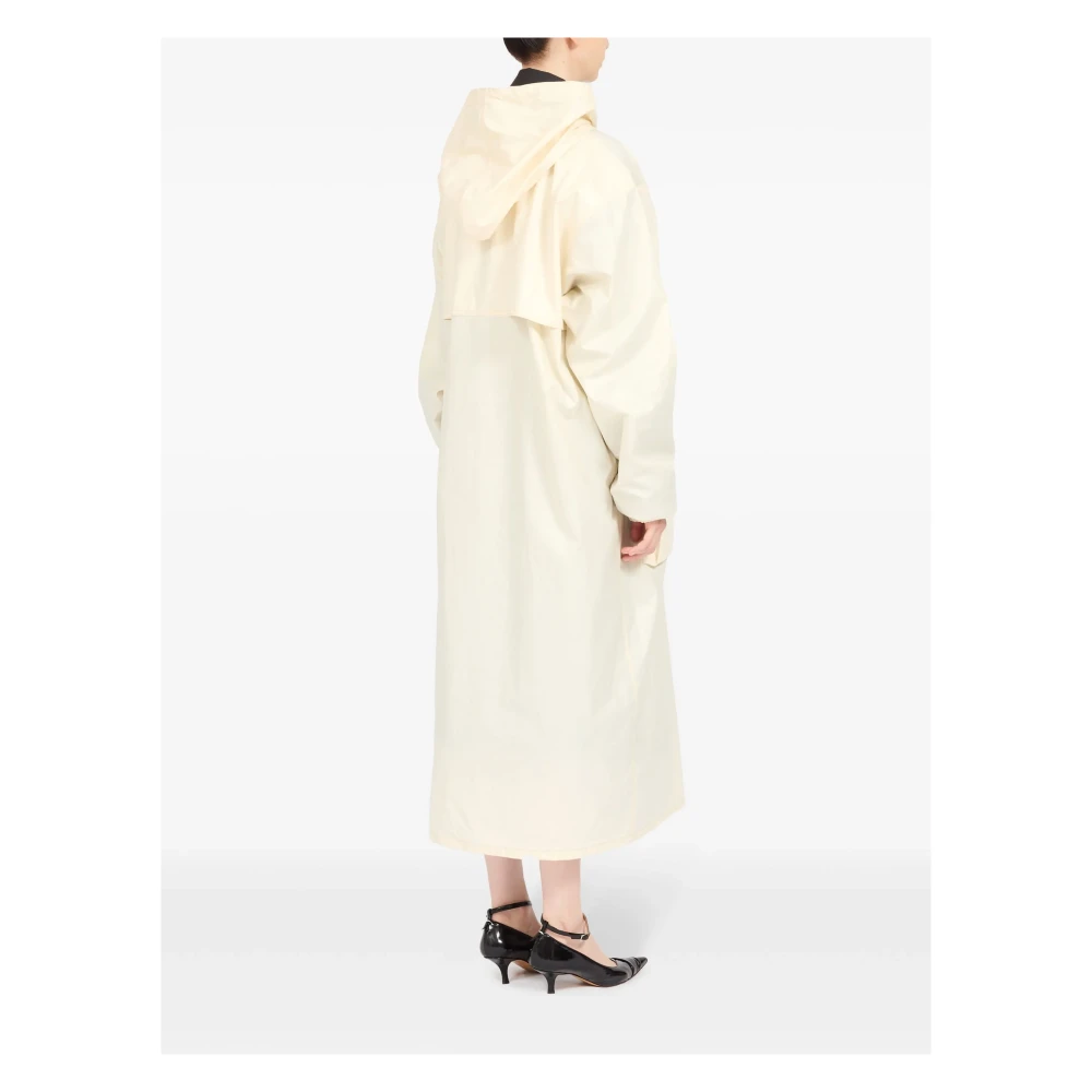 Maison Margiela Witte Rubberen Katoenen Hooded Parka Jas White Dames