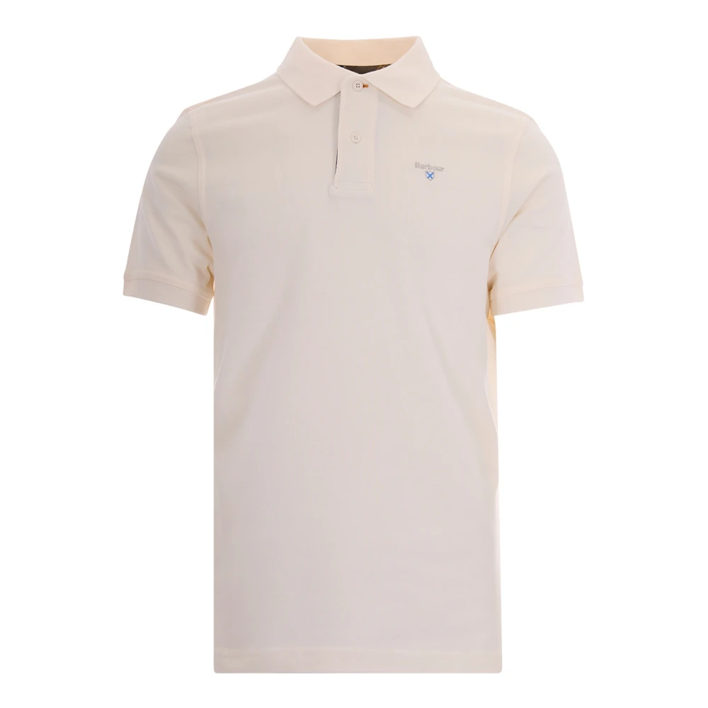 Barbour Men's White Tartan Pique Polo - Polo Shirts - S - Tops