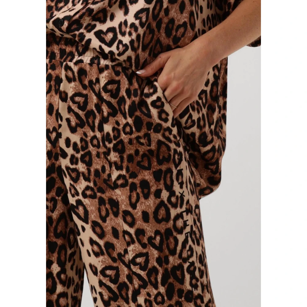 Alix The Label Luipaard Twill Broek Stijlvolle Damesbroek Brown Dames