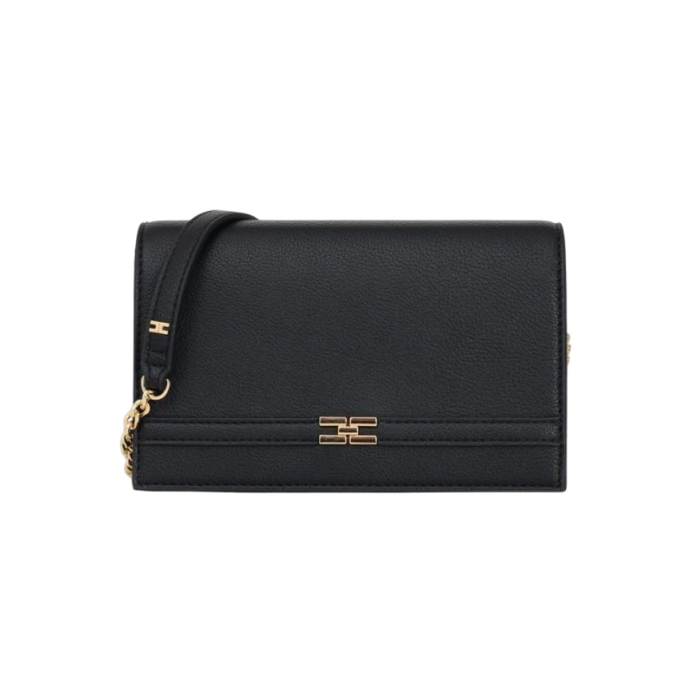 Elisabetta Franchi Zwarte Schoudertas met Logosluiting Black Dames