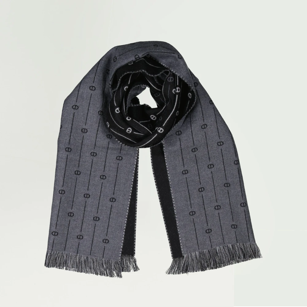 Dior Icoon Wollen Sjaal Franje Logo Gray Heren
