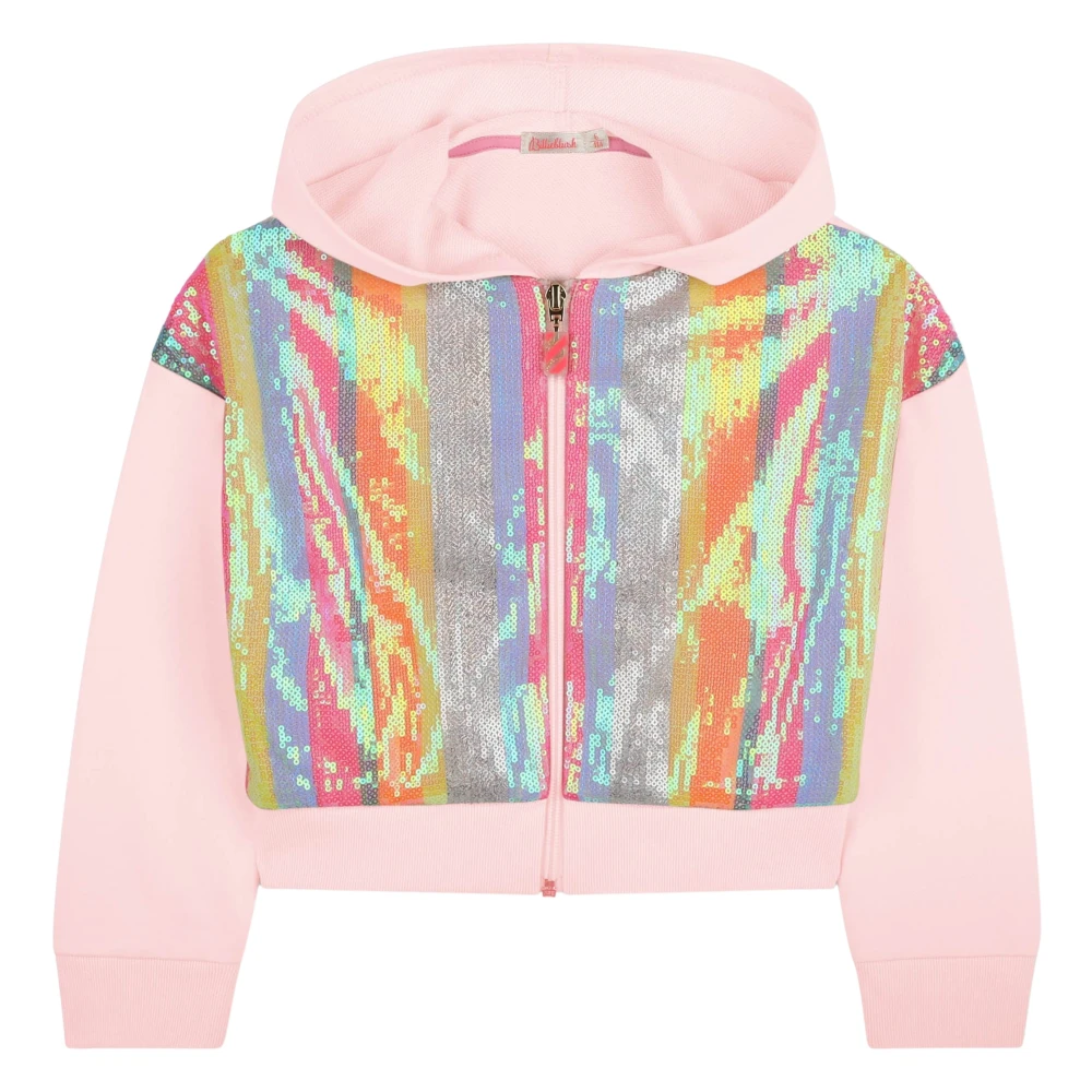 Billieblush Girls Pink Kids Sweatshirts, 8 Y, Sequin Zip Up Top