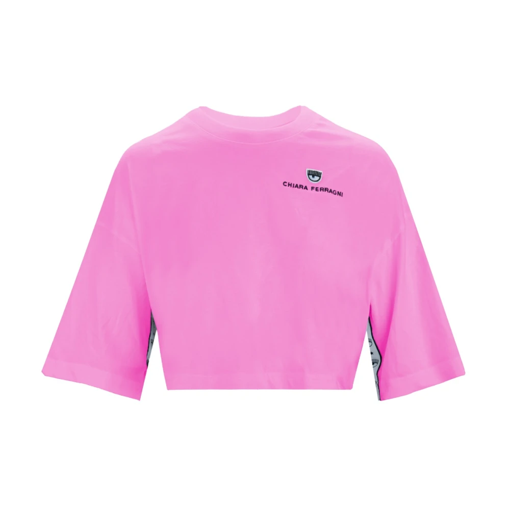 Chiara Ferragni Collection Broderad Logo Cropped T-shirt Pink, Dam