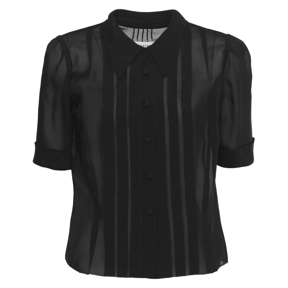 Maison Margiela Donna Nero Camicia Plissettata In Viscosa