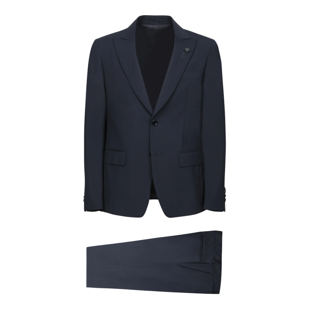 Lardini Elegant Wollen Pak met Microtextuur Blue Heren