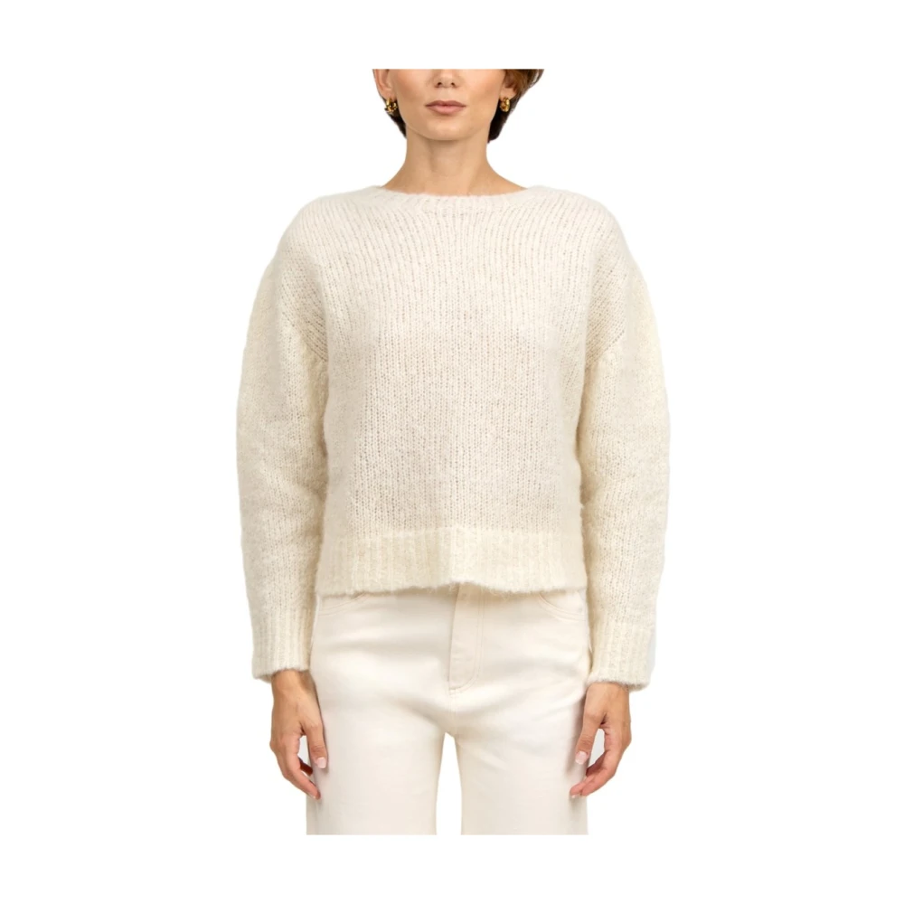 Tela Blauwe Alpaca Trui Ronde Hals White Dames
