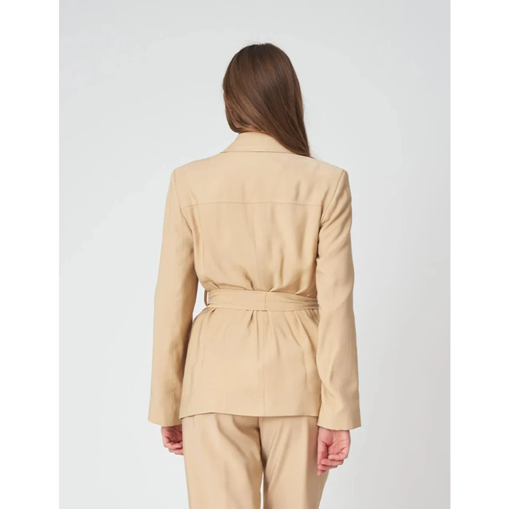 Kaos Eenrijige jas met riem Beige Dames