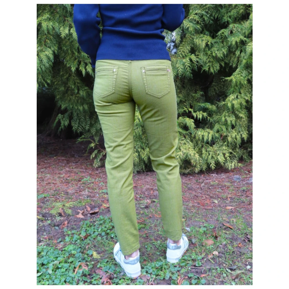 Islow Clara Gestreepte Stretch Katoenen Broek Green Dames