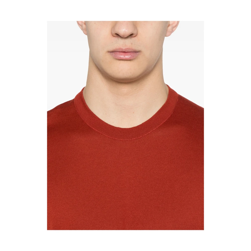 John Smedley Rood Crew Neck T-shirt Red Heren