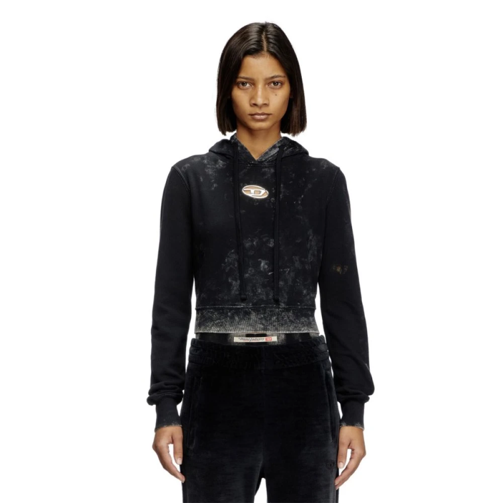 Diesel Hooded Sweatshirt met Gedrukt Logo Black Dames