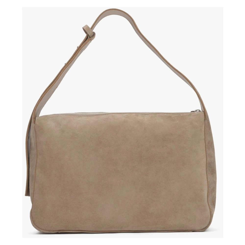 Estro Dames Zand Beige Schoudertas gemaakt van Premium Italiaans Leer Beige Dames