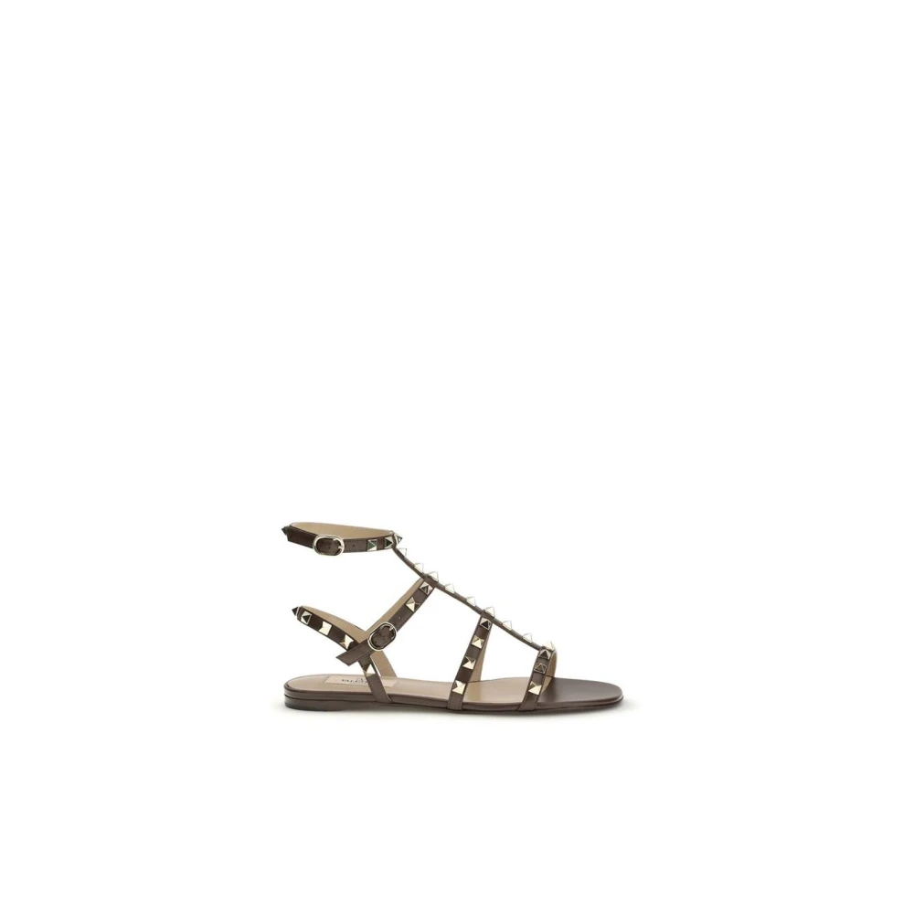 Valentino Garavani Women's Brown Bos Taurus Strap-On Sandals