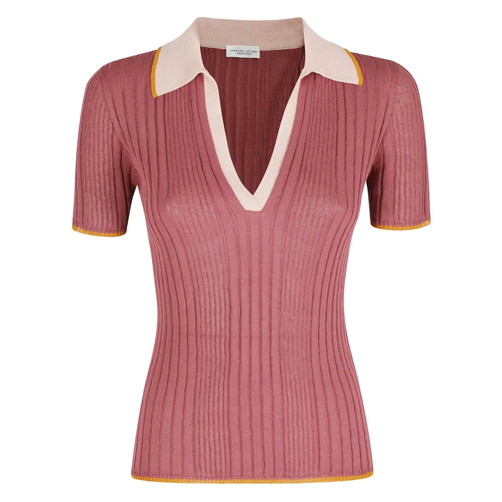 Roberto Collina Vrouw Rood Tops Dames, L, Polo Shirts