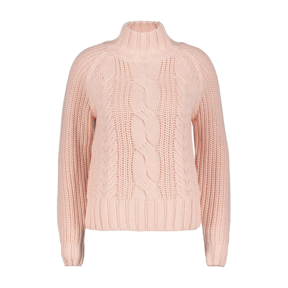 Red Button Turtle Cable Sweater Pink Dames