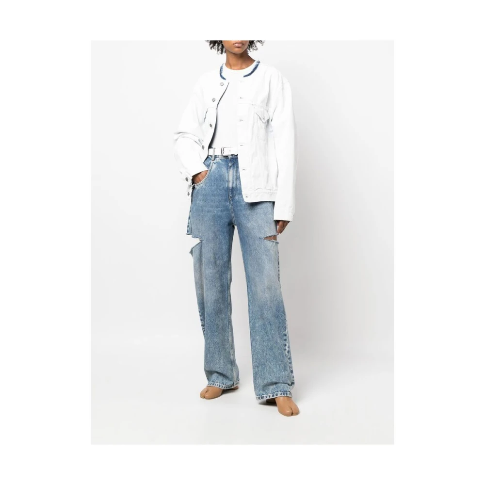 Maison Margiela Gescheurd Effect Katoenen Buitenkleding White Dames