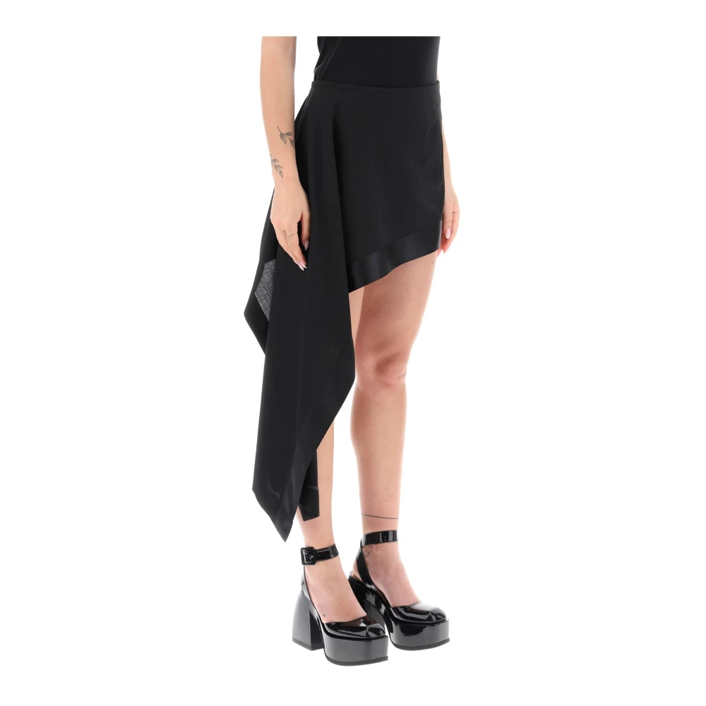 Sacai Asymmetrische Zoom Mini Rok van Wolmix Black Dames