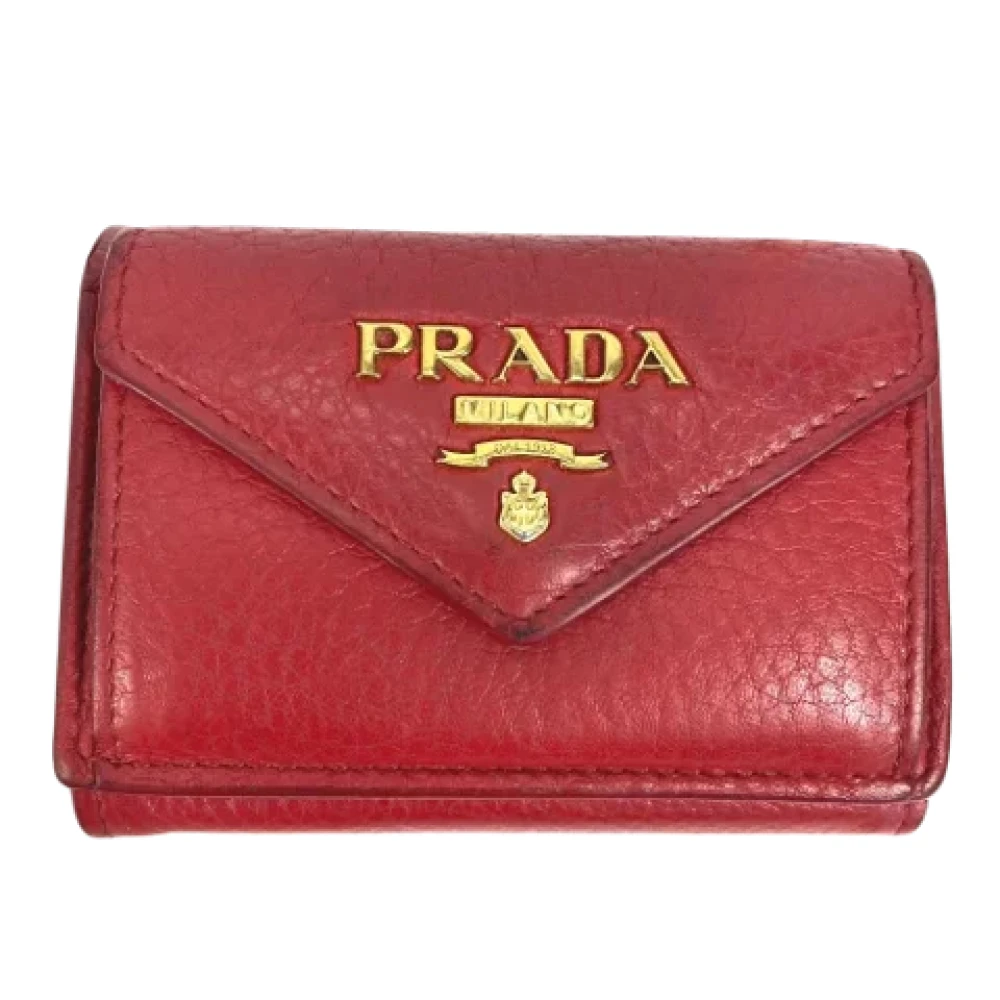 Prada Vintage Pre-owned Leather wallets Red Dames