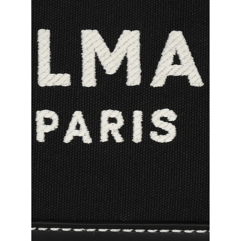 Balmain B-Army gemonogrammeerde canvas en gladleren handtas Black Dames