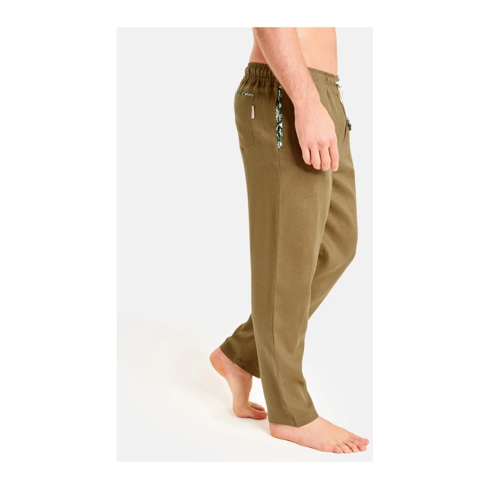 Peninsula Klassieke en Verfijnde Linnen Broek Green Heren