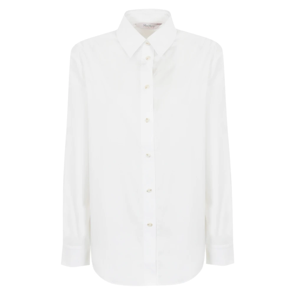 Max Mara Witte Katoenen Overhemd Klassiek Lange Mouw White Dames