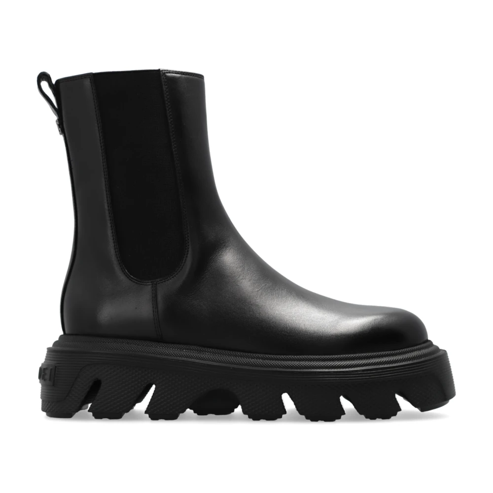 Casadei Women's Black Chelsea Boots, 7 Uk, Leather Ankle Boots