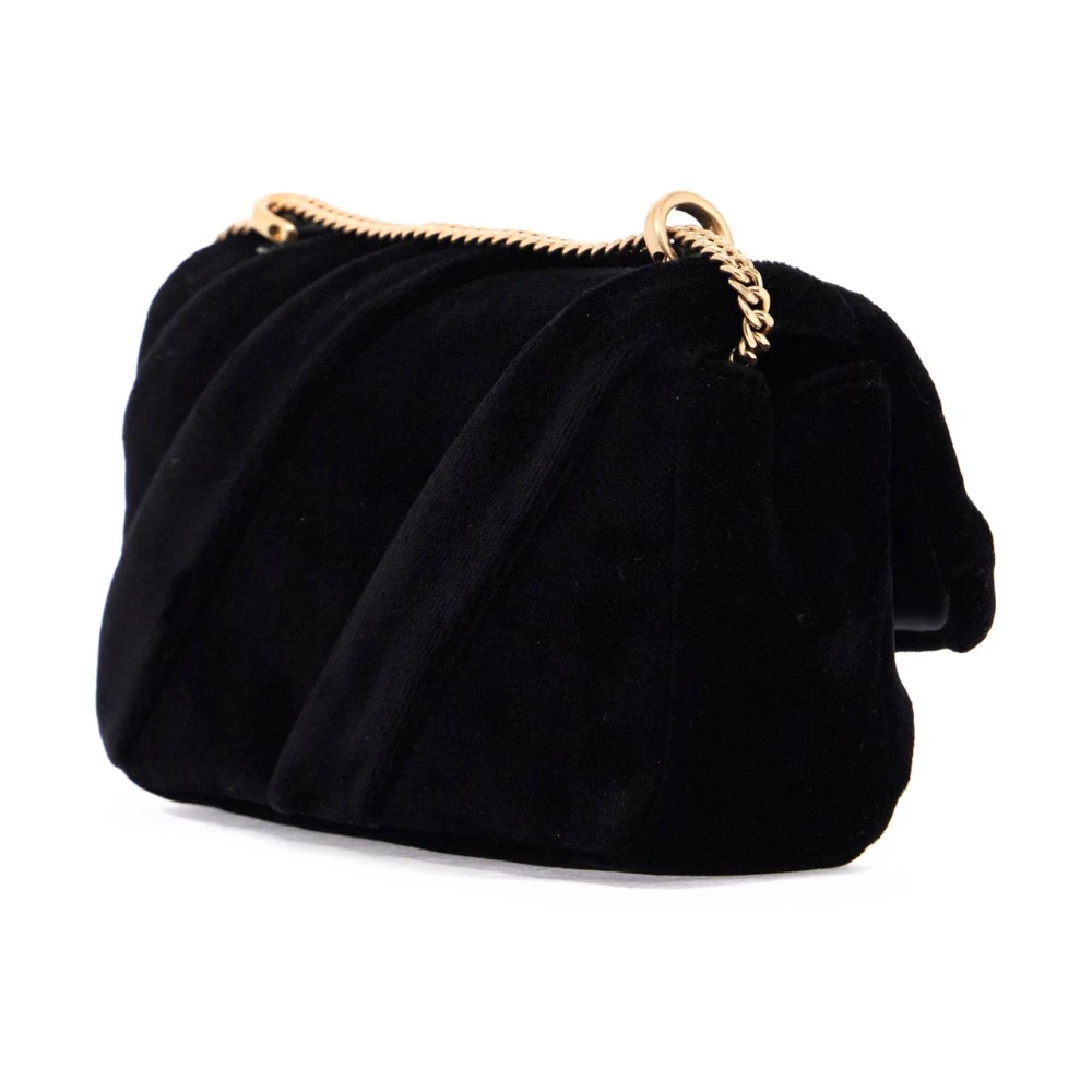 TORY BURCH Velvet Mini Kira Handtas met Double T Black Dames