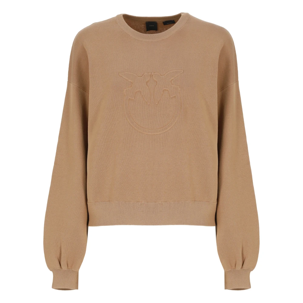 pinko Bruine Katoenmix Sweater Love Birds Brown Dames