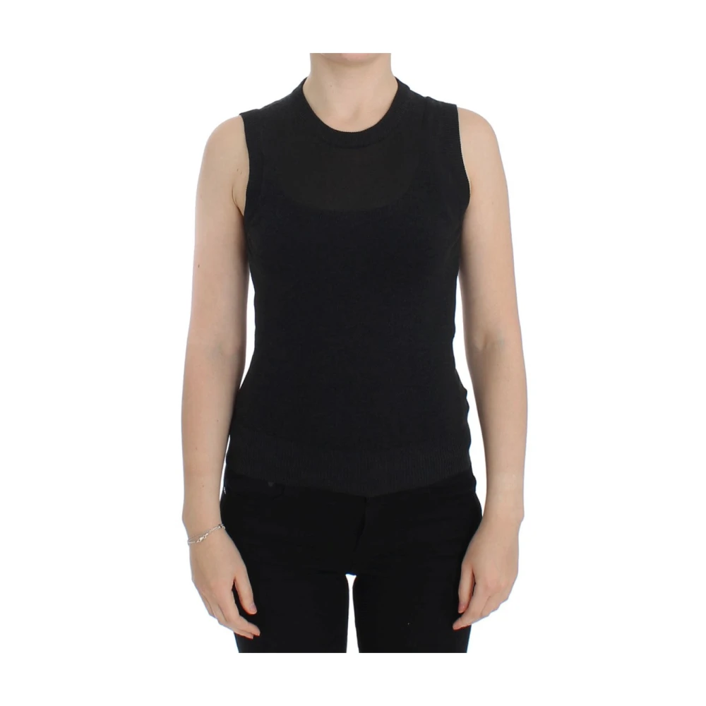 Dolce & Gabbana , Sleeveless Tops, Female, Black, 2XS, Sleeveless Crewneck Pullover Vest