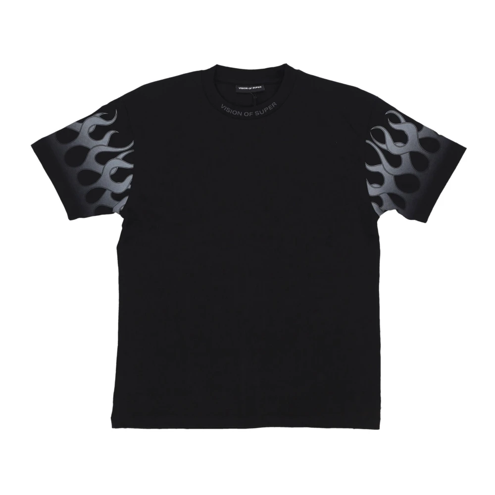 Vision OF Super Flames Tee Zwart Grijs Korte Mouwen T-Shirt Black Heren