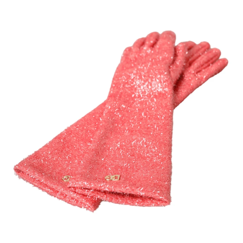 Dolce & Gabbana Roze Lurex Handschoenen Gemaakt in Italië Pink Dames