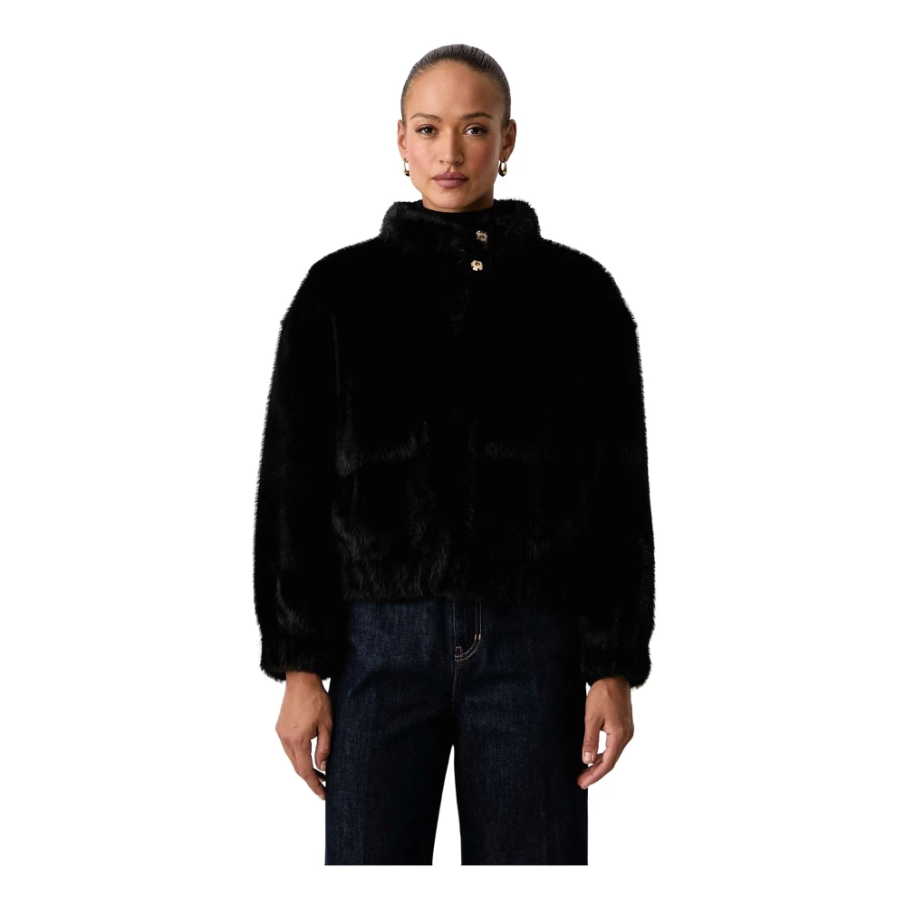 Liu Jo Damen Schwarz Pelzmantel Wf6215 E1133 Regular Fit - Bild 2