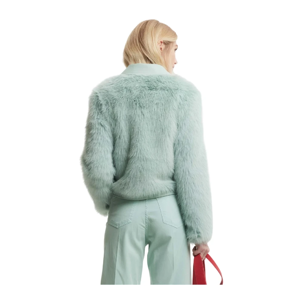 Kocca Groene Teddy Effect Asymmetrische Ritsjas Green Dames