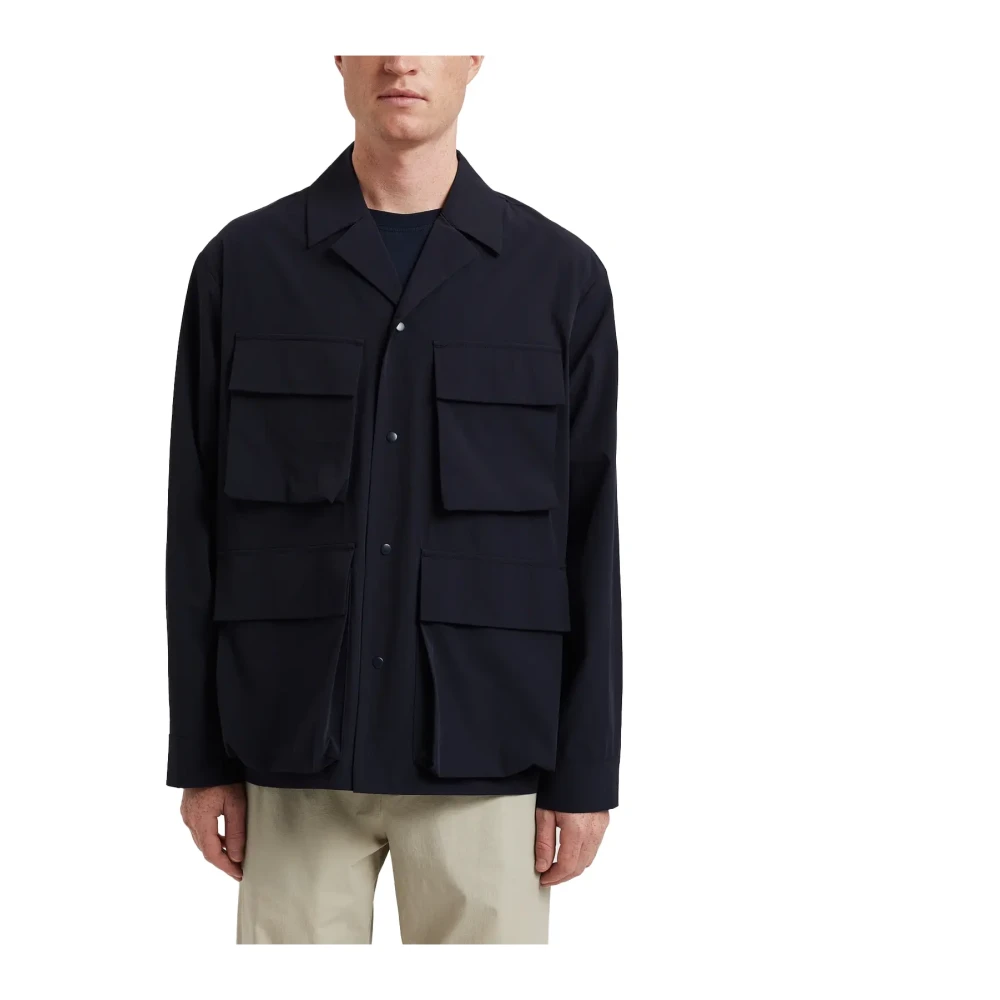Norse Projects Men's Blue Travel Light Overshirt Dark Navy - Light Jackets - M - Jackets