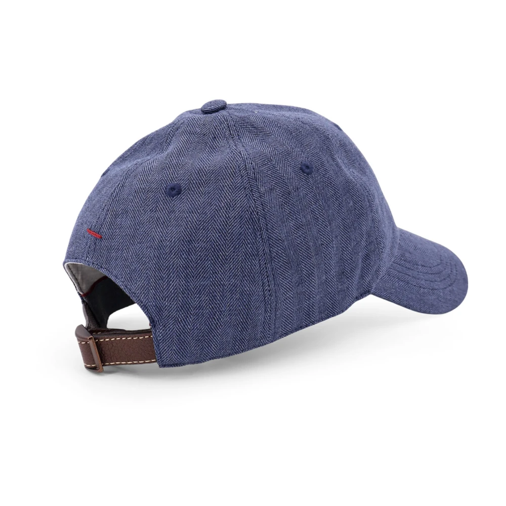 BRUNELLO CUCINELLI Linnen Logo Hoed Verstelbare Band Blue Heren