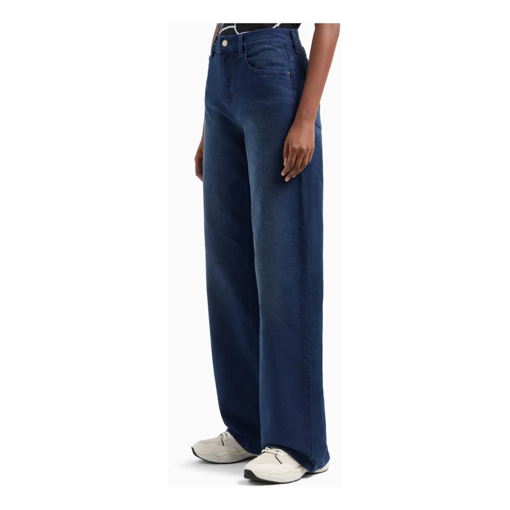 Emporio Armani Blauwe Jeans Rechte Pijp Rits Sluiting Blue Dames