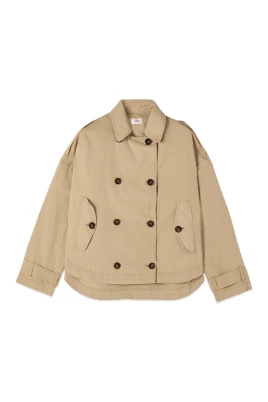 Kort bomullstrenchcoat