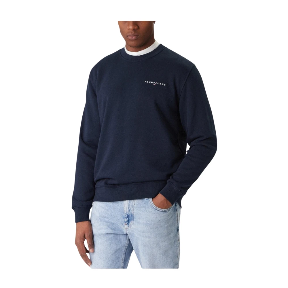 Tommy Jeans Navy Linear Crew Neck Sweater In - L - Image 5