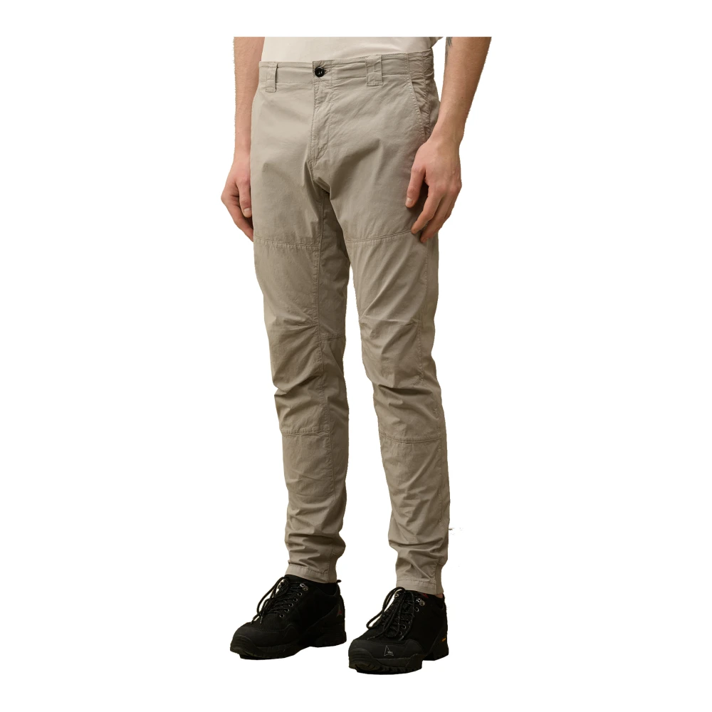 C.P. Company Broek met rits in Twill Stretch met ribboorden Gray Heren