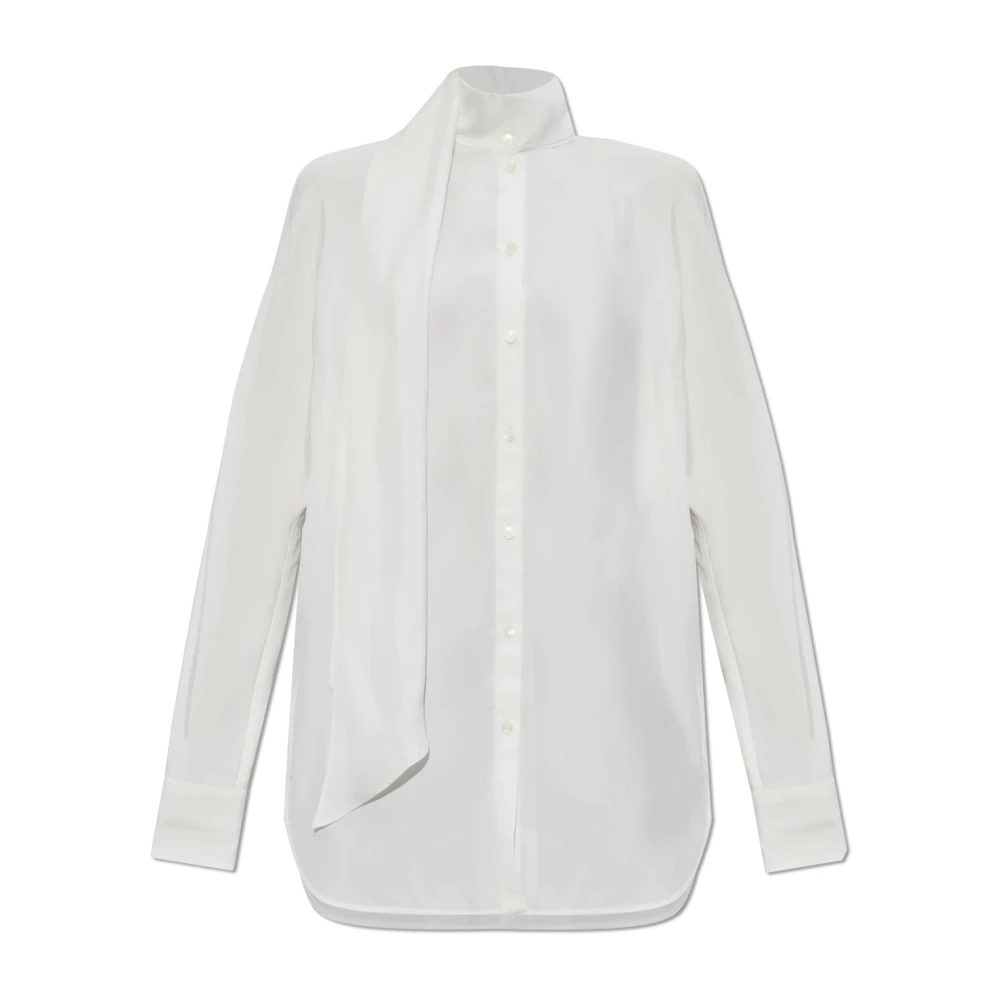 Salvatore Ferragamo Shirt met decoratieve strik bij de halslijn White Dames