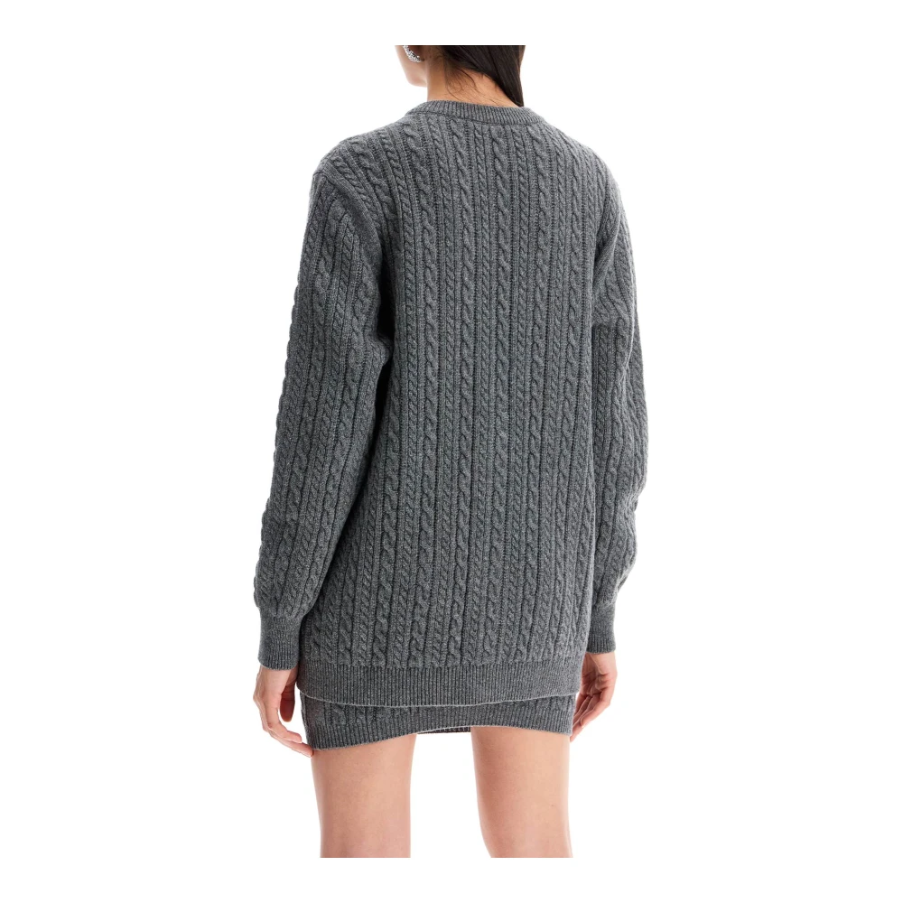 Alessandra Rich Oversized Wollen Vest Gray Dames