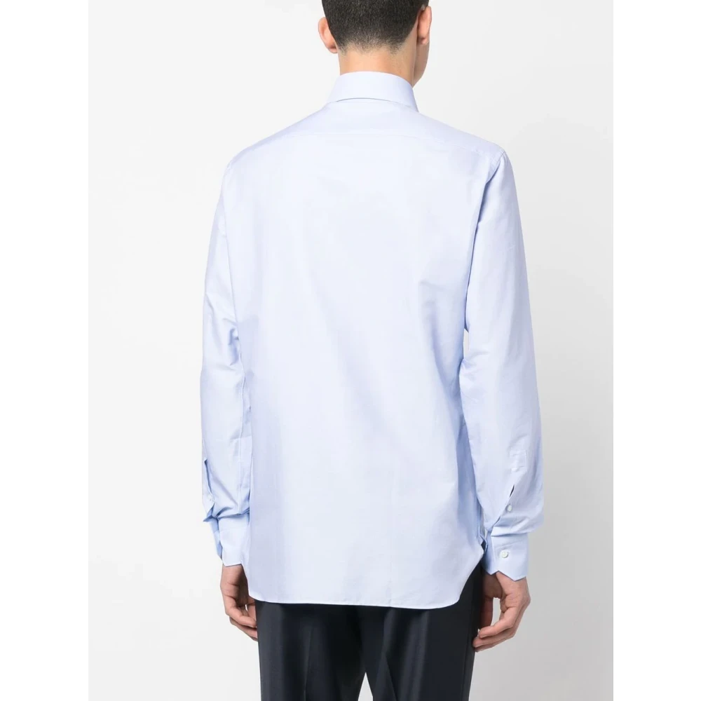 Ermenegildo Zegna Klassiek katoenen overhemd gemaakt in Italië Blue Heren