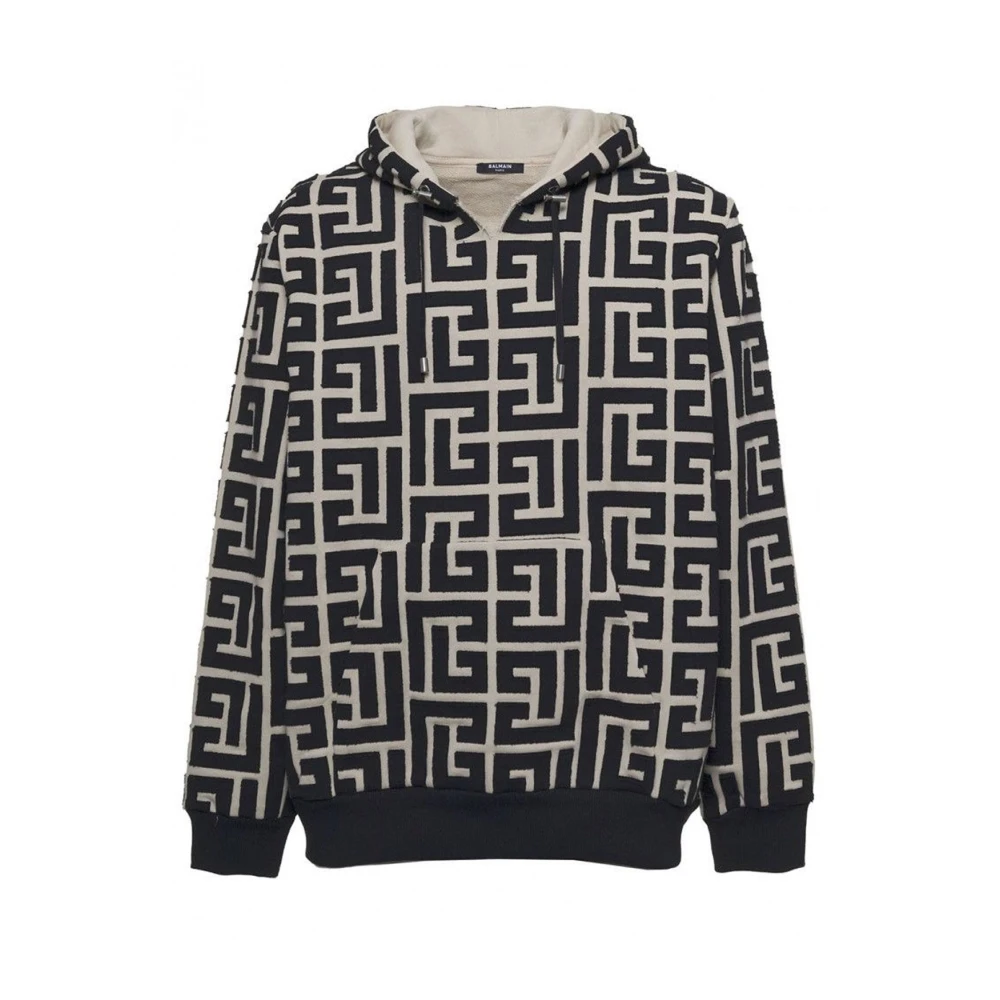 Balmain Men's Monogrammed Hooded Sweatshirt