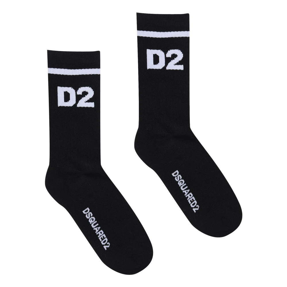 Dsquared2 Black Kids Socks, Male, M, Ribbed Cotton-Blend Socks