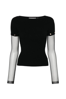 black-double-sleeves-sweater-with-gold-tone-studs
