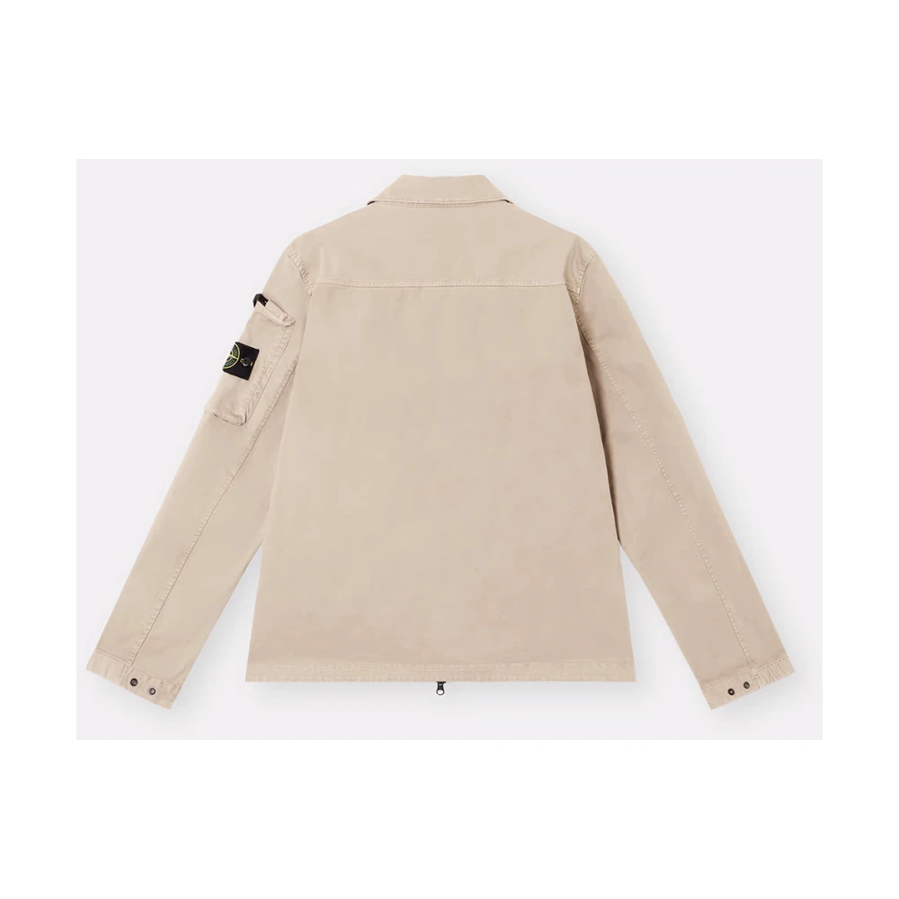 Stone Island Beige Overshirt met ritssluiting zakken Beige Heren