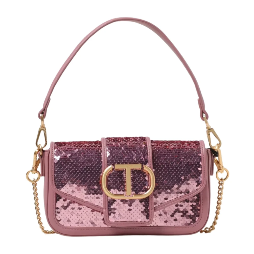 Twinset Roze Paillet Top Handvat Schoudertas Pink Dames